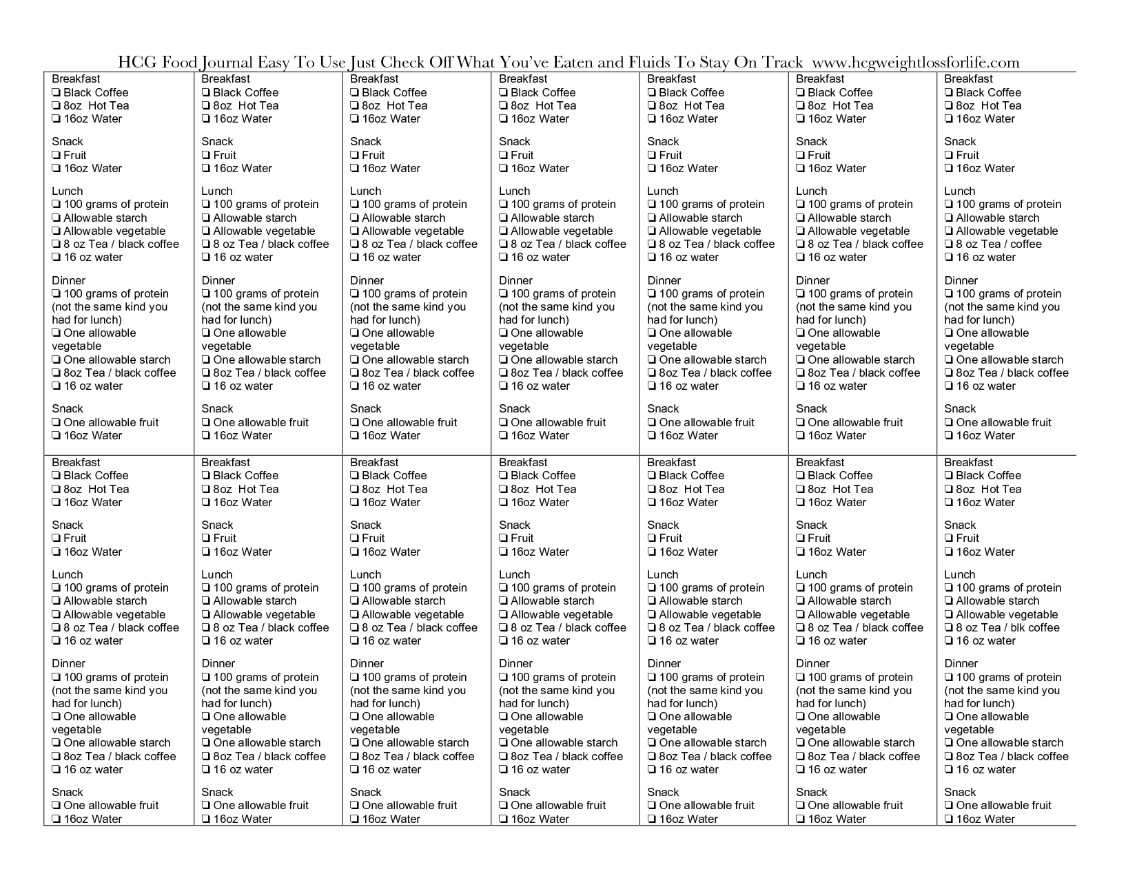 Dieta Hcg intended for Hcg Diet Plan Menu Printable For Free