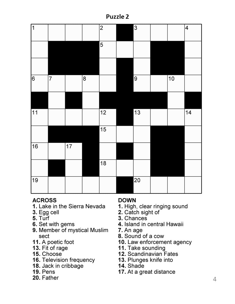 Digital Download 100 Printable Crossword Puzzles For Adults, Fun intended for Crosswords For Seniors Printable