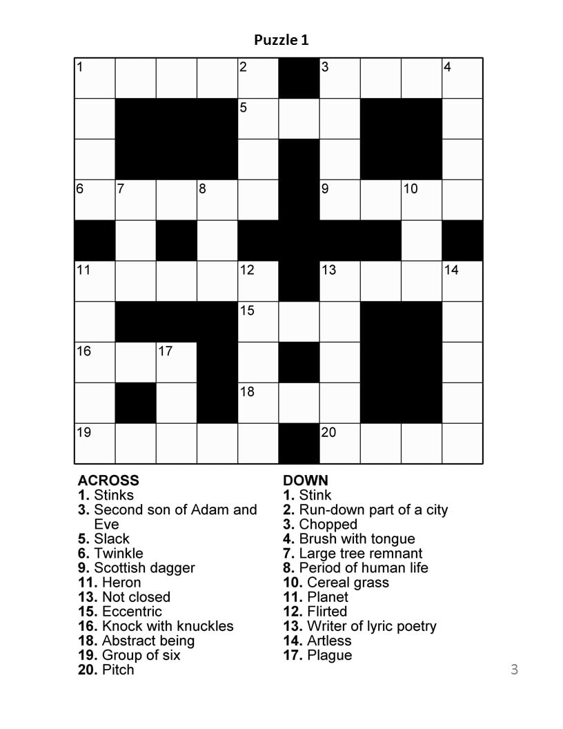 Digital Download 100 Printable Crossword Puzzles For Adults, Fun pertaining to Large Print Crosswords Printable