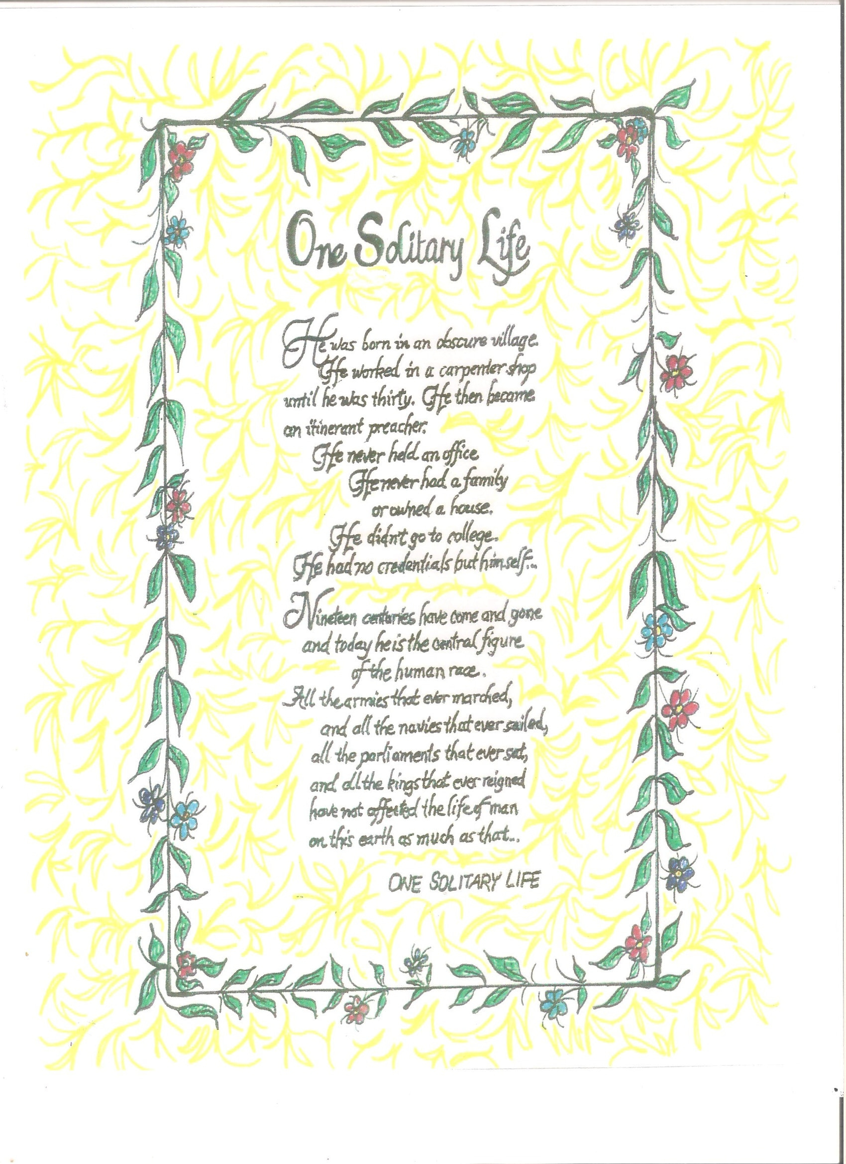 Digitale Kunst, Gedicht, One Solitary Life - Etsy.de pertaining to One Solitary Life Printable