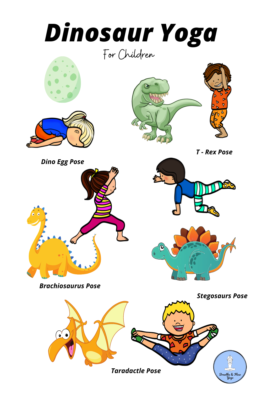 Dinosaur Kids Yoga within Dinosaur Yoga Cards Free Printables