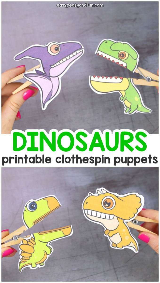 Dinosaurs Clothespin Puppets - Printable Paper Craft intended for Free Printable Dinosaur Clothespin Puppets