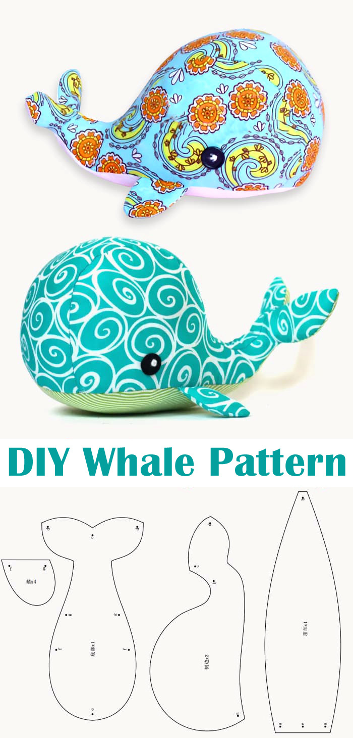 Diy Fabric Whale Free Sew Pattern ~ Free-Tutorial for Free Printable Whale Sewing Pattern