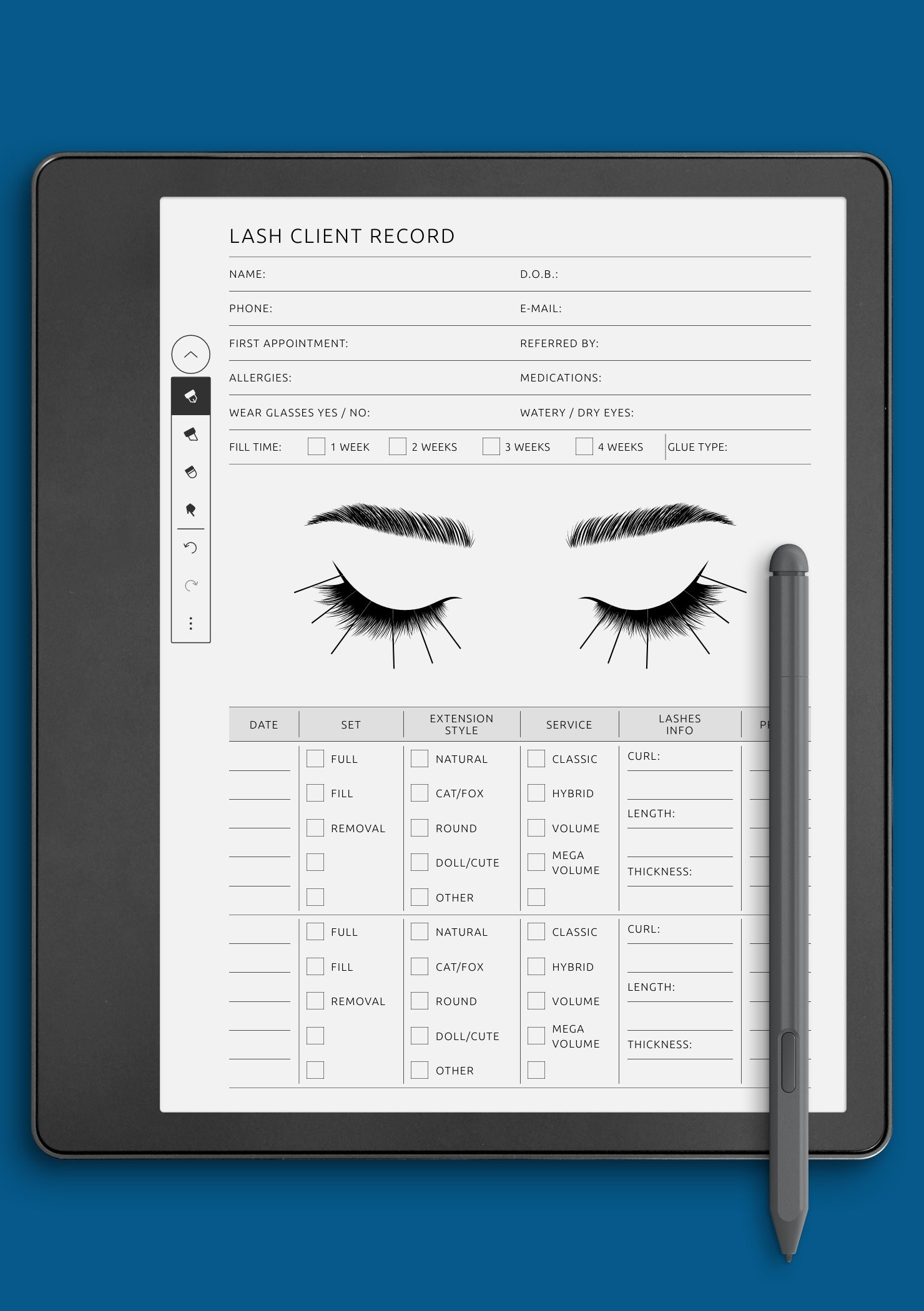 Download Printable Lash Client Record Pdf intended for Free Printable Printable Eyelash Extension Practice Sheet