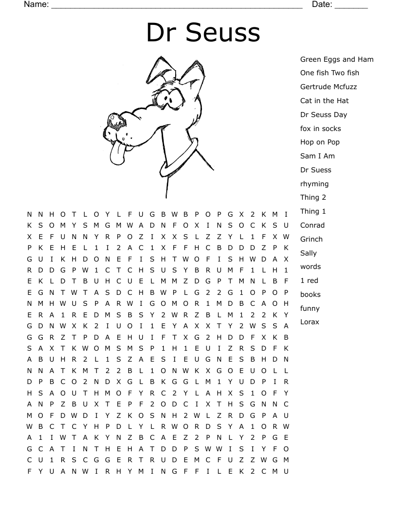 Dr Seuss Word Search - Wordmint inside Dr Seuss Word Search Free Printable