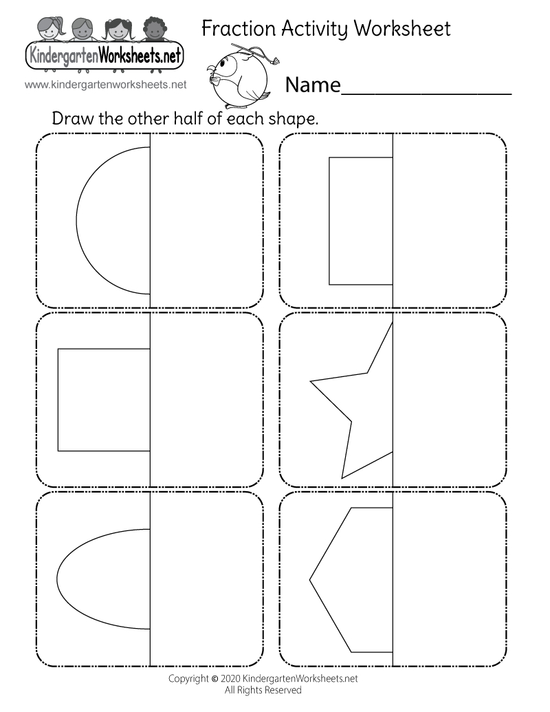 Draw The Other Half Of Shapes Worksheet - Free Printable, Digital with Halves Worksheet For Kindergarten