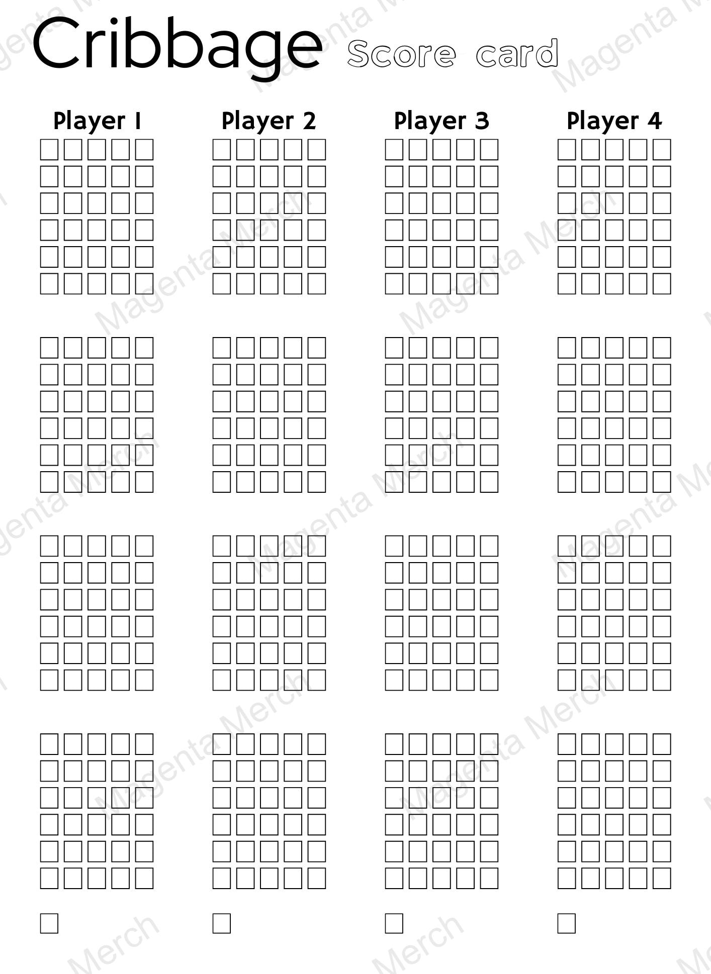 Druckbare Ersatz Score Card Kompatibel Mit Cribbage - A4 Und Us Letter Pdf Formaten regarding Cribbage Score Sheet Printable