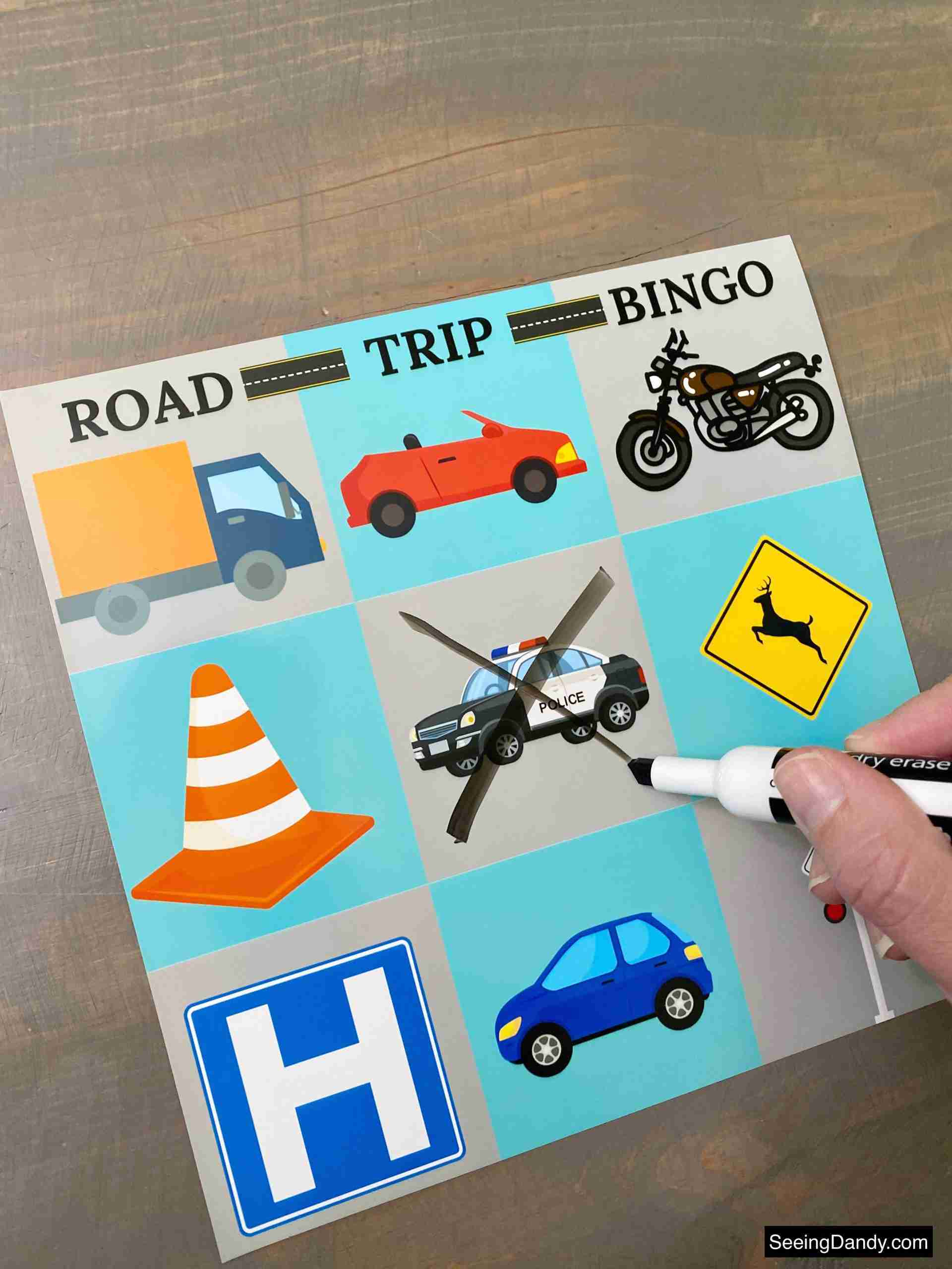 Dry Erase Road Trip Bingo Printable Game Cards - Seeing Dandy Blog inside Dry Erase Bingo Cards