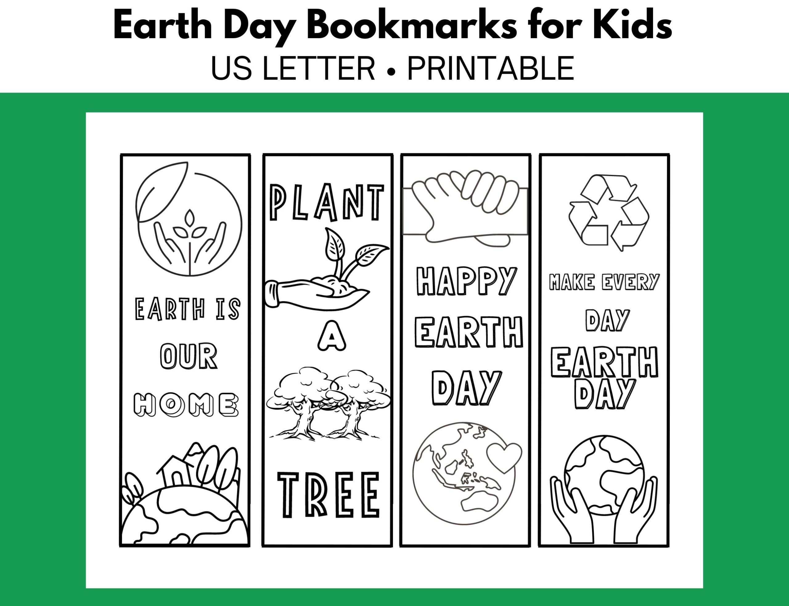 Earth Day Coloring Bookmarks For Kids, Spring Coloring Bookmarks with Earth Day Bookmarks Printable