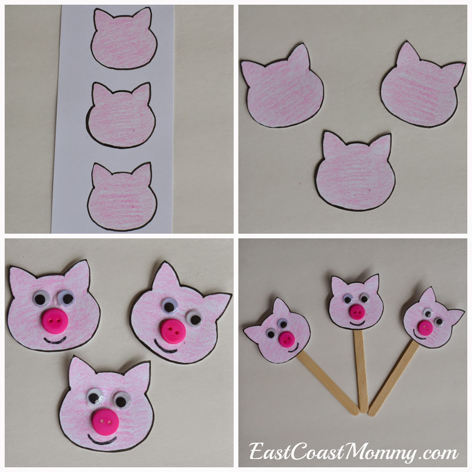 East Coast Mommy: Number Crafts {Number Three} The Three Little inside Printable Three Little Pigs Craft