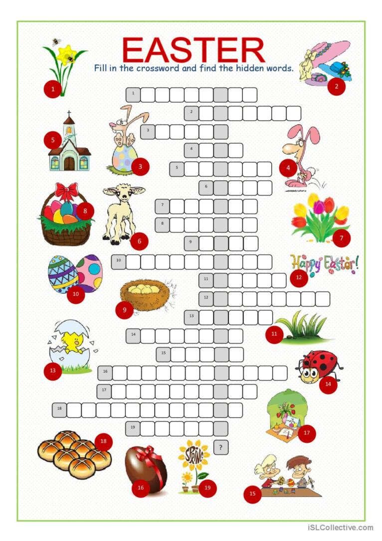 Easter Crossword Puzzle Crossword: English Esl Worksheets Pdf &amp;amp; Doc inside Esl Printable Crosswords