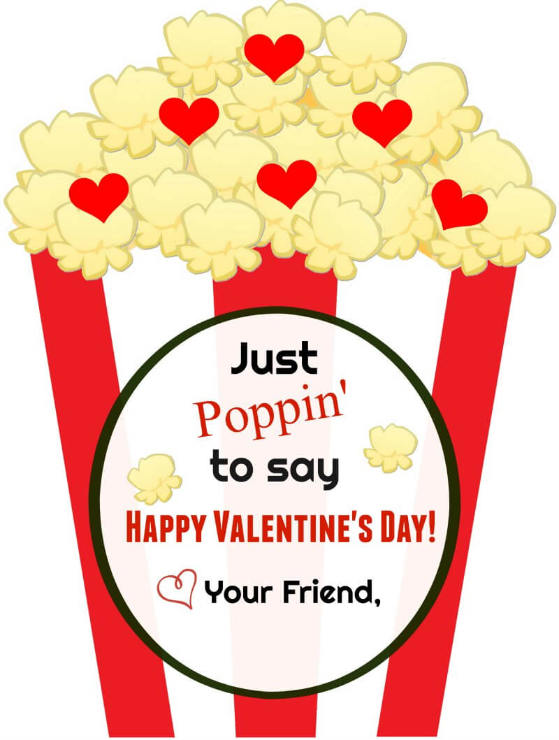Easy Popcorn Valentine&amp;#039;S Day Cards / Free Printable Included intended for Poppin Valentine&amp;amp;#039;s Day Printable