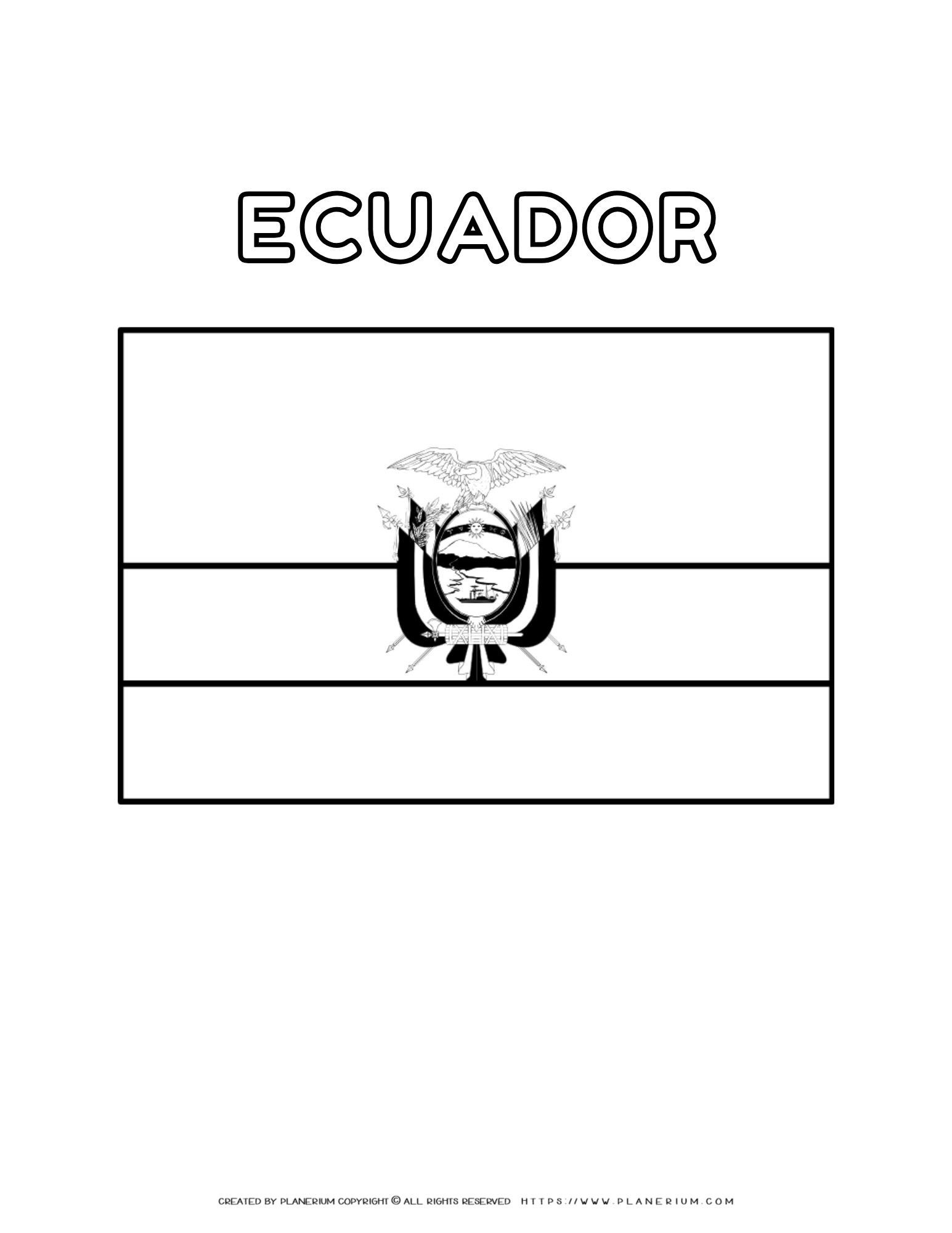 Ecuador Flag Coloring Page - Printable Activity For Kids in Flag of Ecuador Printable