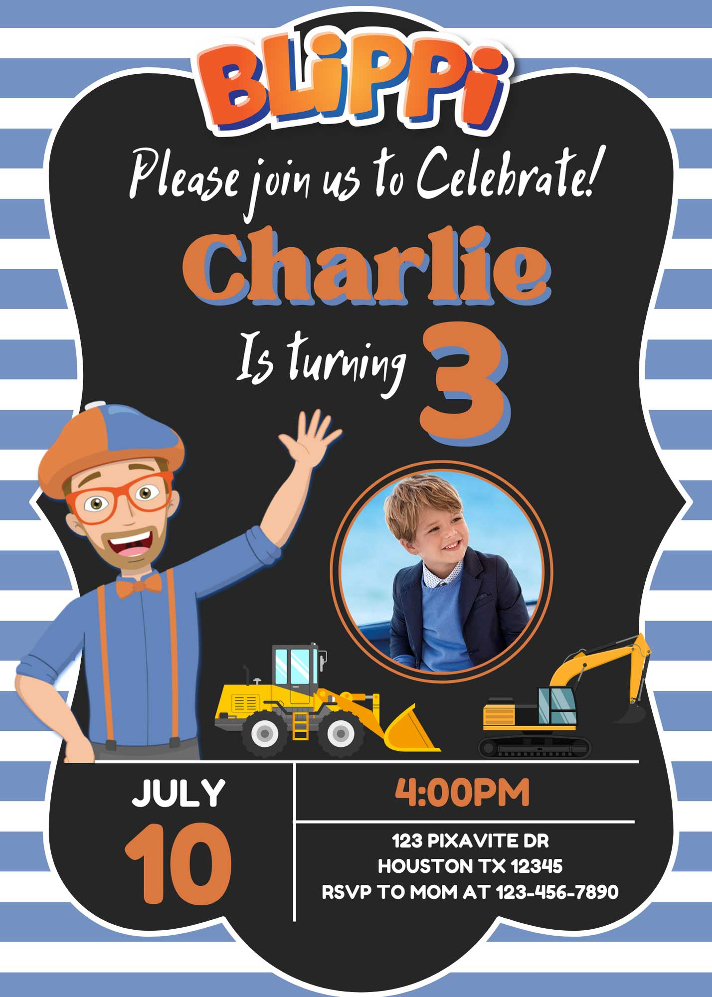 Editable Blippi Birthday Invitation Template | Adorable Invite regarding Free Printable Blippi Birthday Invitations