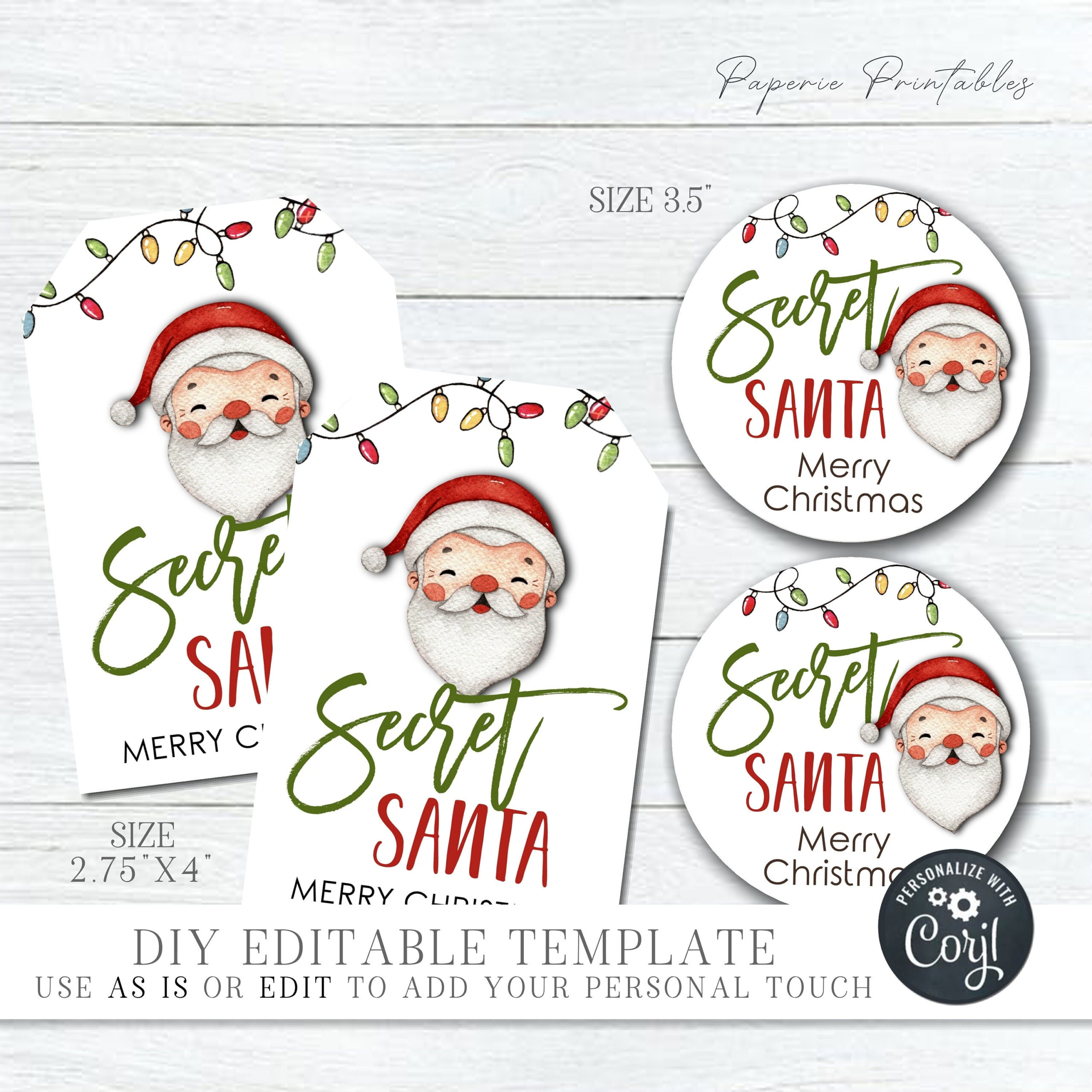 Editable Christmas Gift Tags, Secret Santa Christmas Gift Tags inside Printable Secret Santa Labels