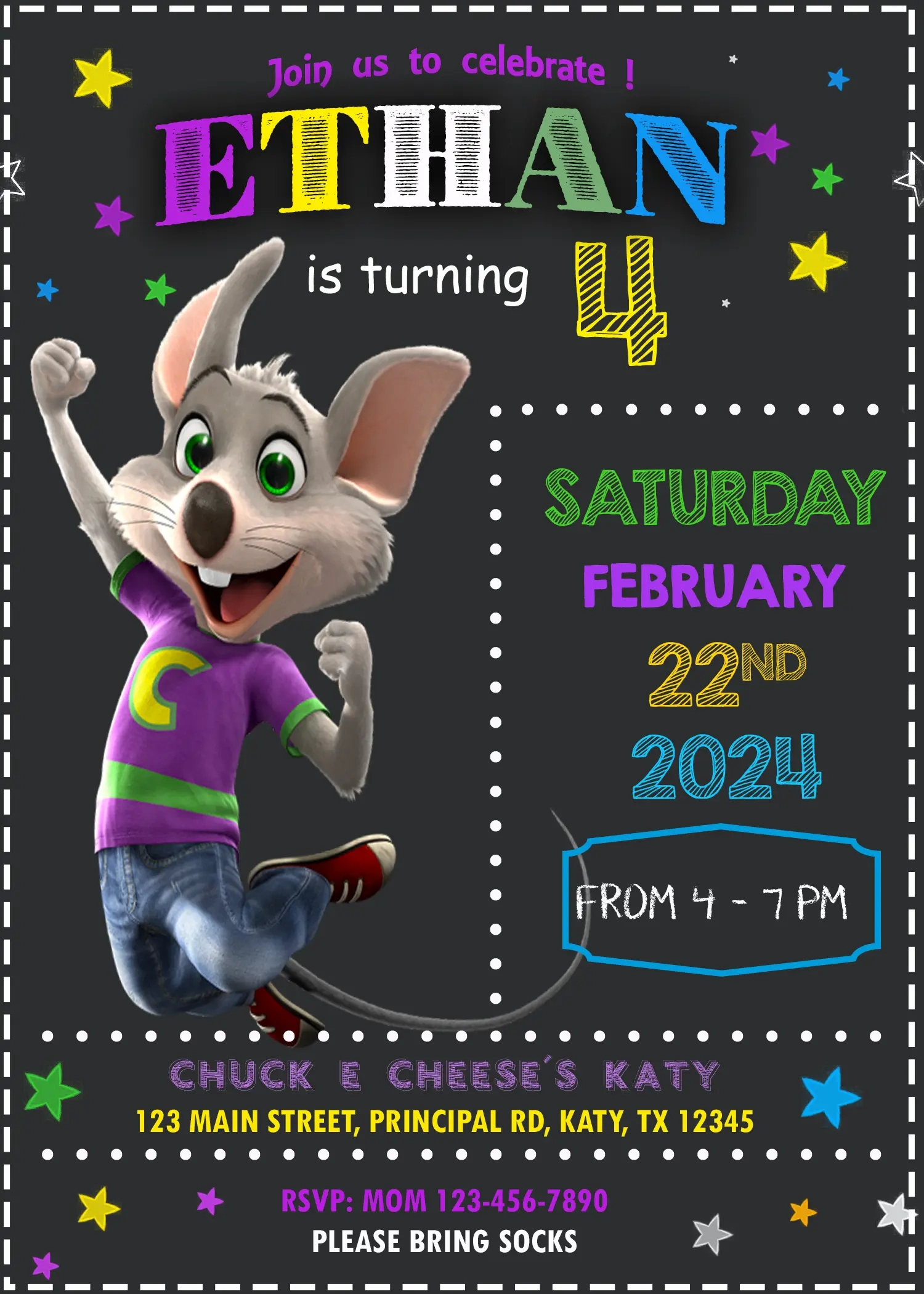 Editable Chuck E Cheese Birthday Invitation Template throughout Free Chuck E Cheese Invitations Printable