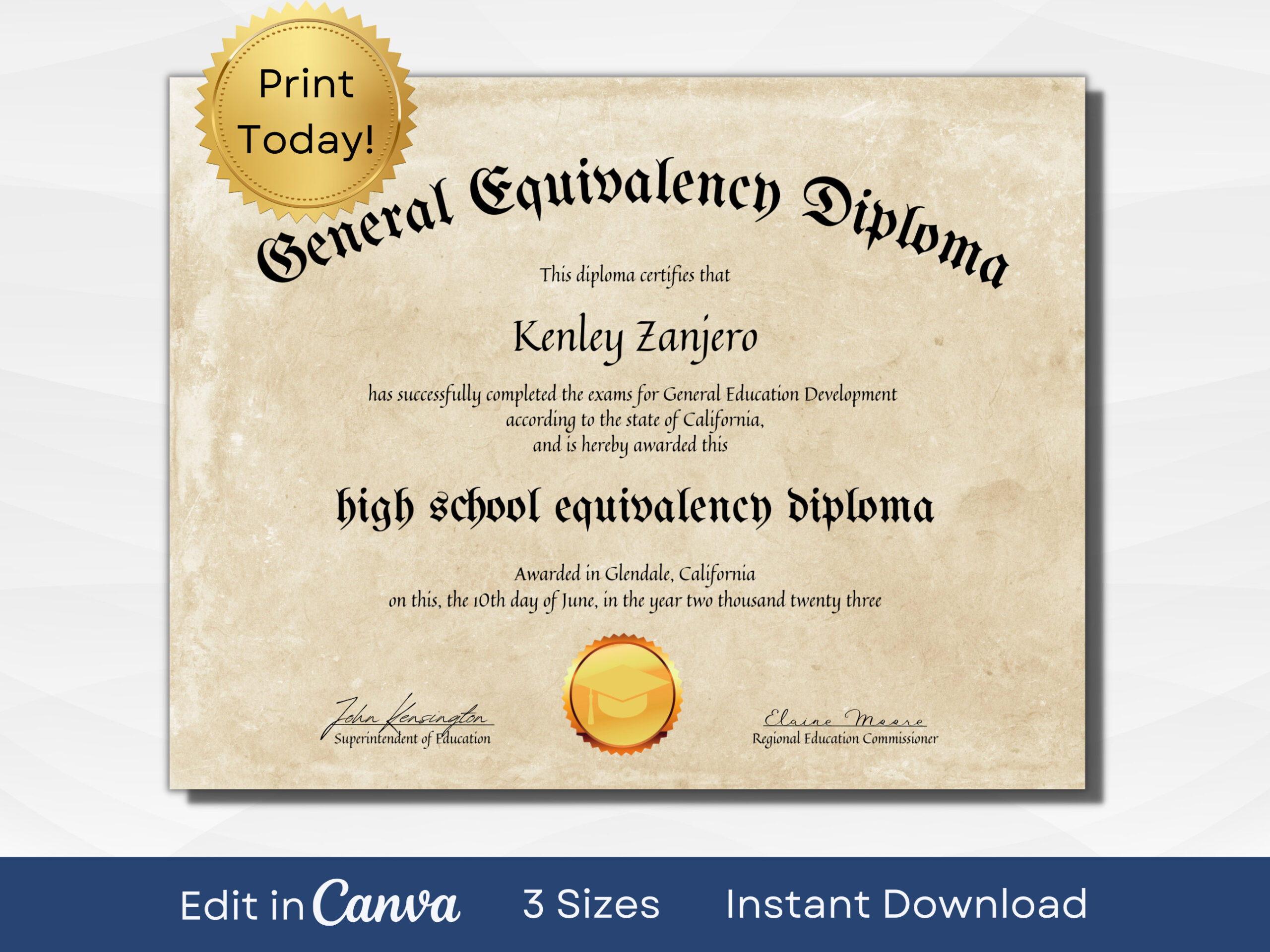 Editable Ged Certificate Template | Printable High School Diploma throughout Printable Fake Ged Certificate For Free