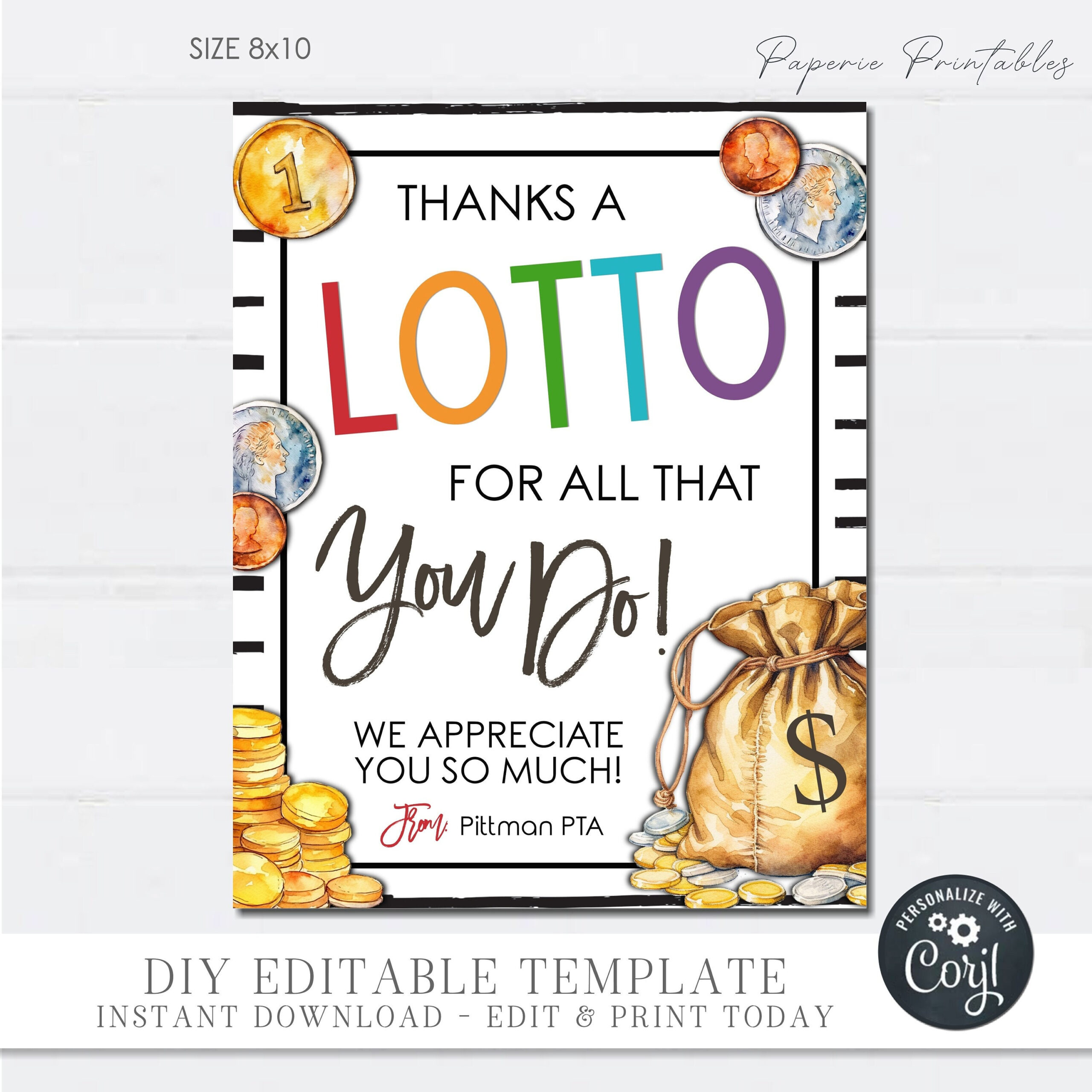 Editable Lottery Teacher Appreciation Sign, Appreciation Sign for Lotto Teacher Appreciation Printable Free