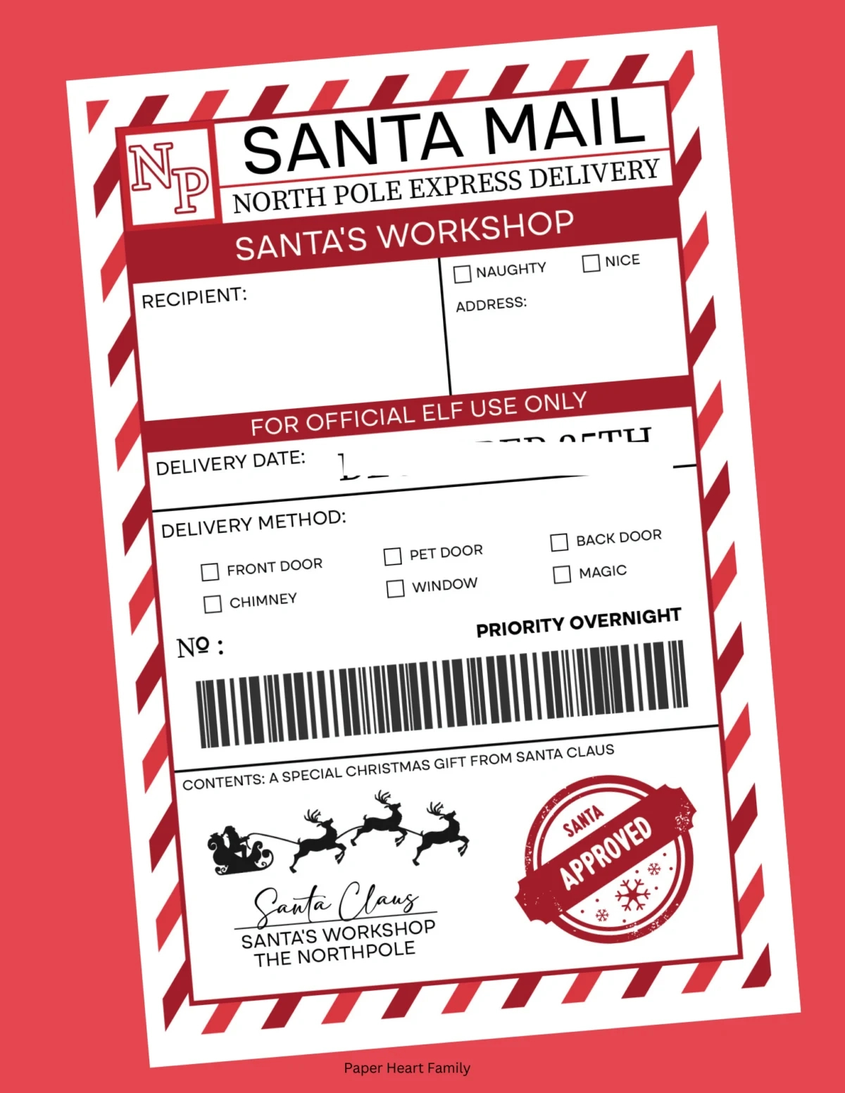 Elf On The Shelf Arrival Printable Shipping Label within Free Printable North Pole Special Delivery Printable