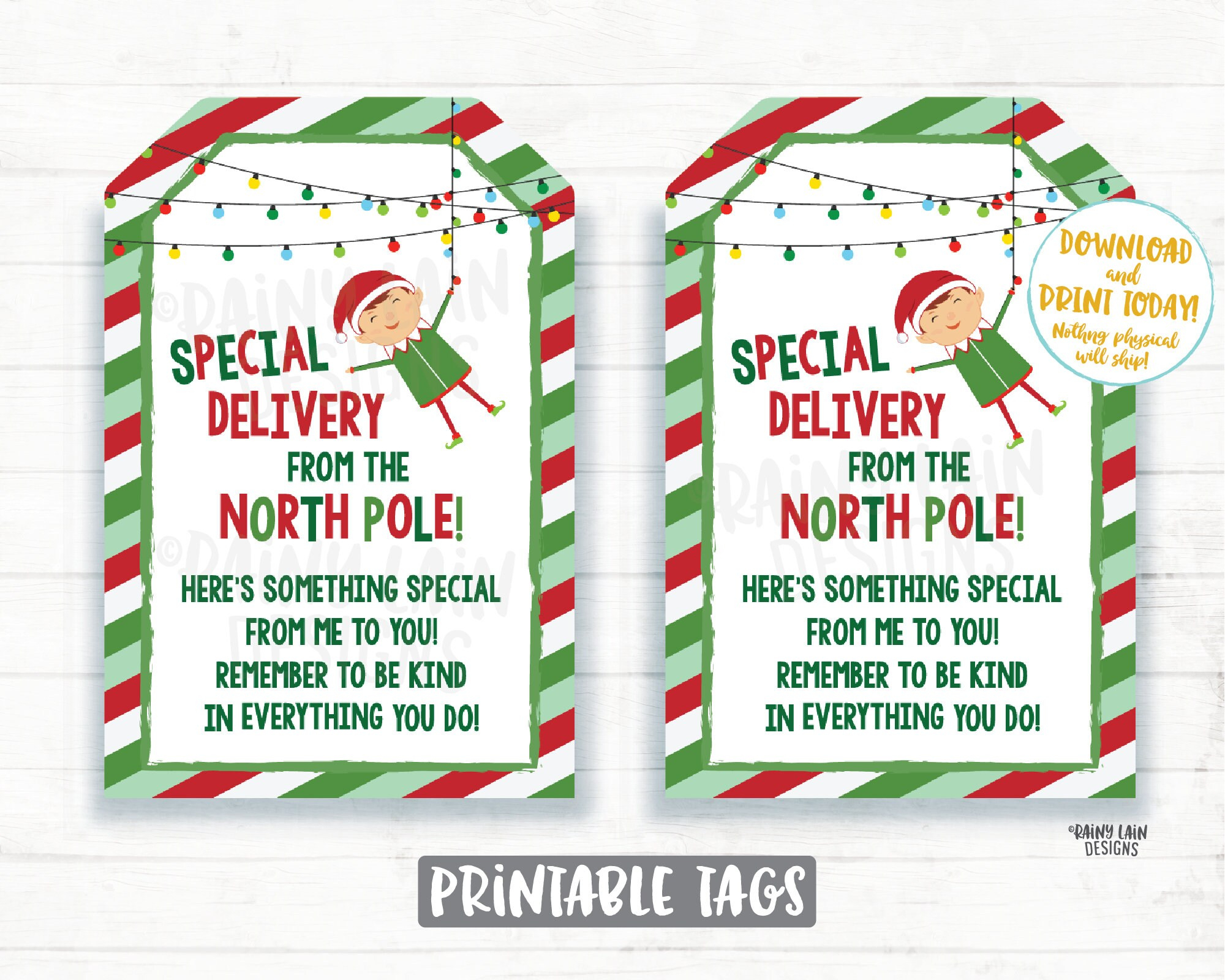 Elf Special Delivery Tags, Elf Ideas, Treat Tags, Printable inside Printable Special Delivery From the North Pole