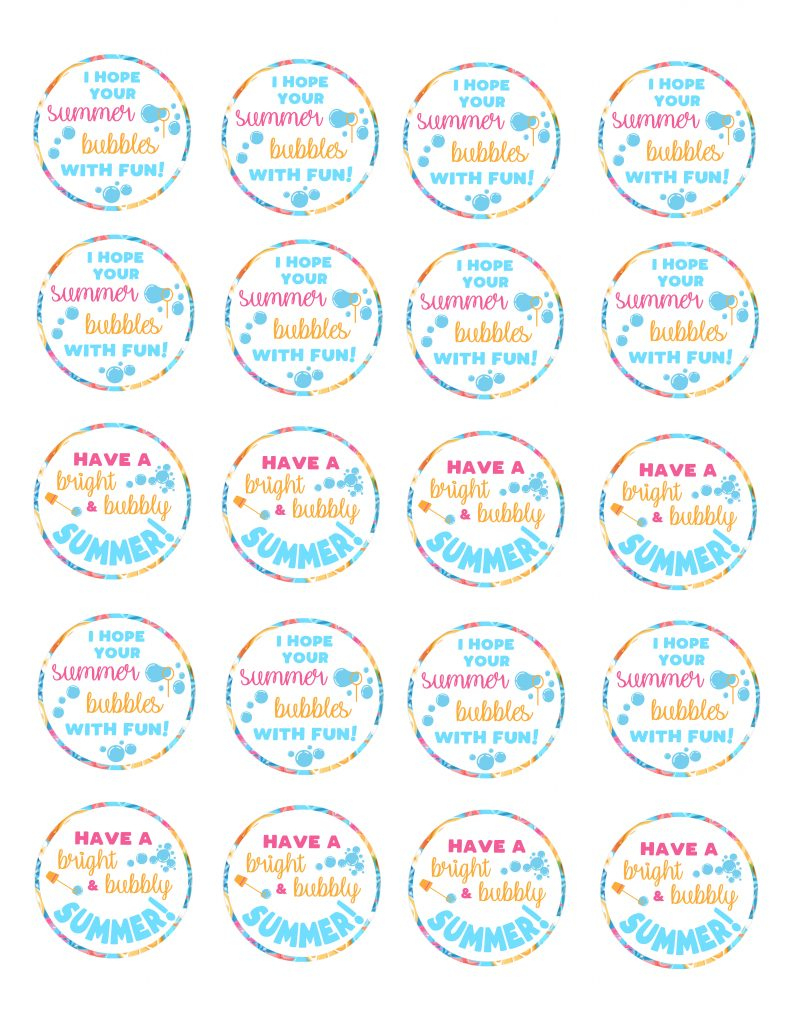 End Of School Year Summertime Bubble Gift Idea For Kids | Free in Free Printable Bubble Tags