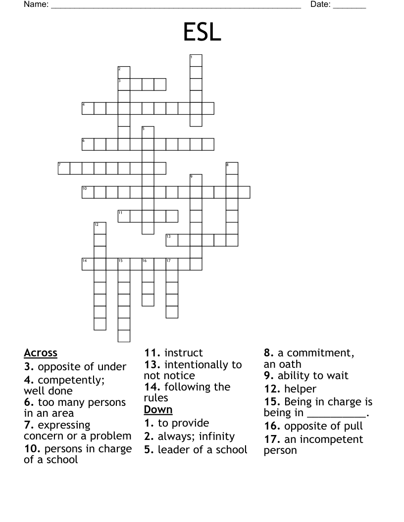 Esl Crossword - Wordmint pertaining to Esl Crossword Printable