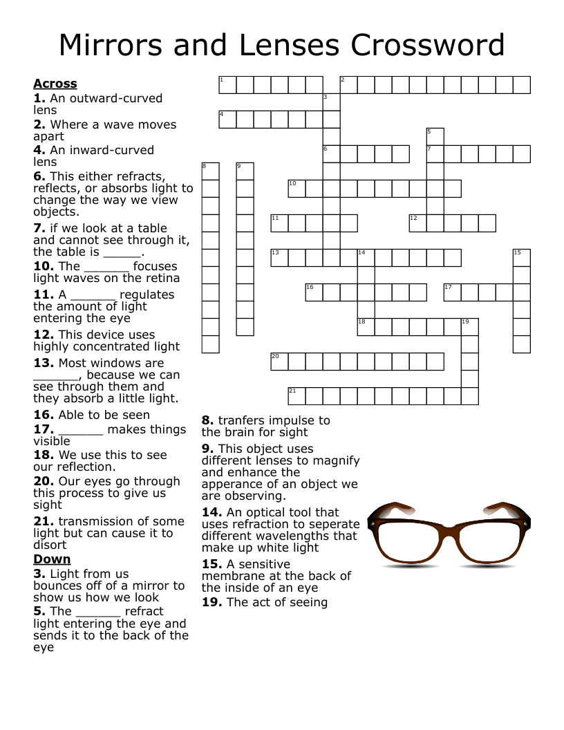 Eye Crossword - Wordmint pertaining to Mirroreyes Crosswords Printable