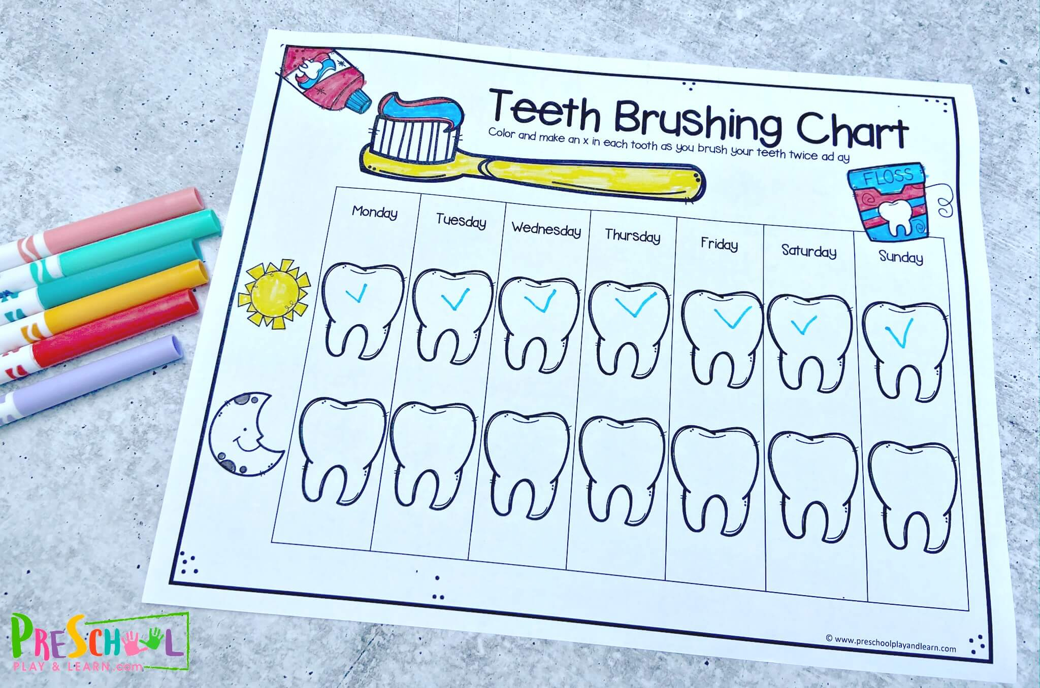 🦷 Free Printable Teeth Brushing Chart For Kids throughout Free Printable Tooth Brushing Chart