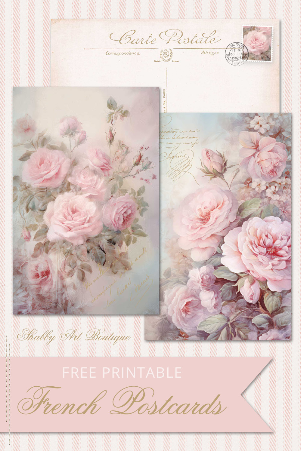 Fabulous French Postcards ~ Free Printable - Shabby Art Boutique with regard to Shabby Chic Free Printables