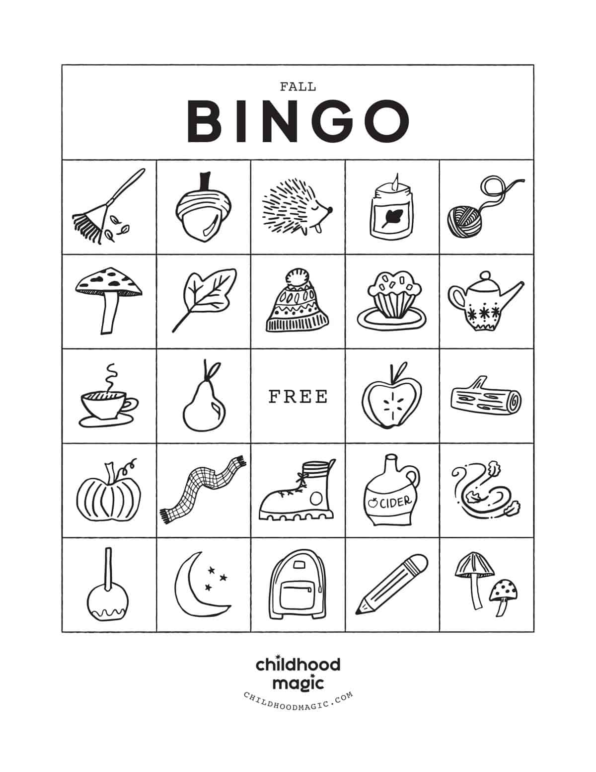 Fall Bingo For Kids - Free Printable Game - Childhood Magic regarding Fall Bingo Cards Free Printable