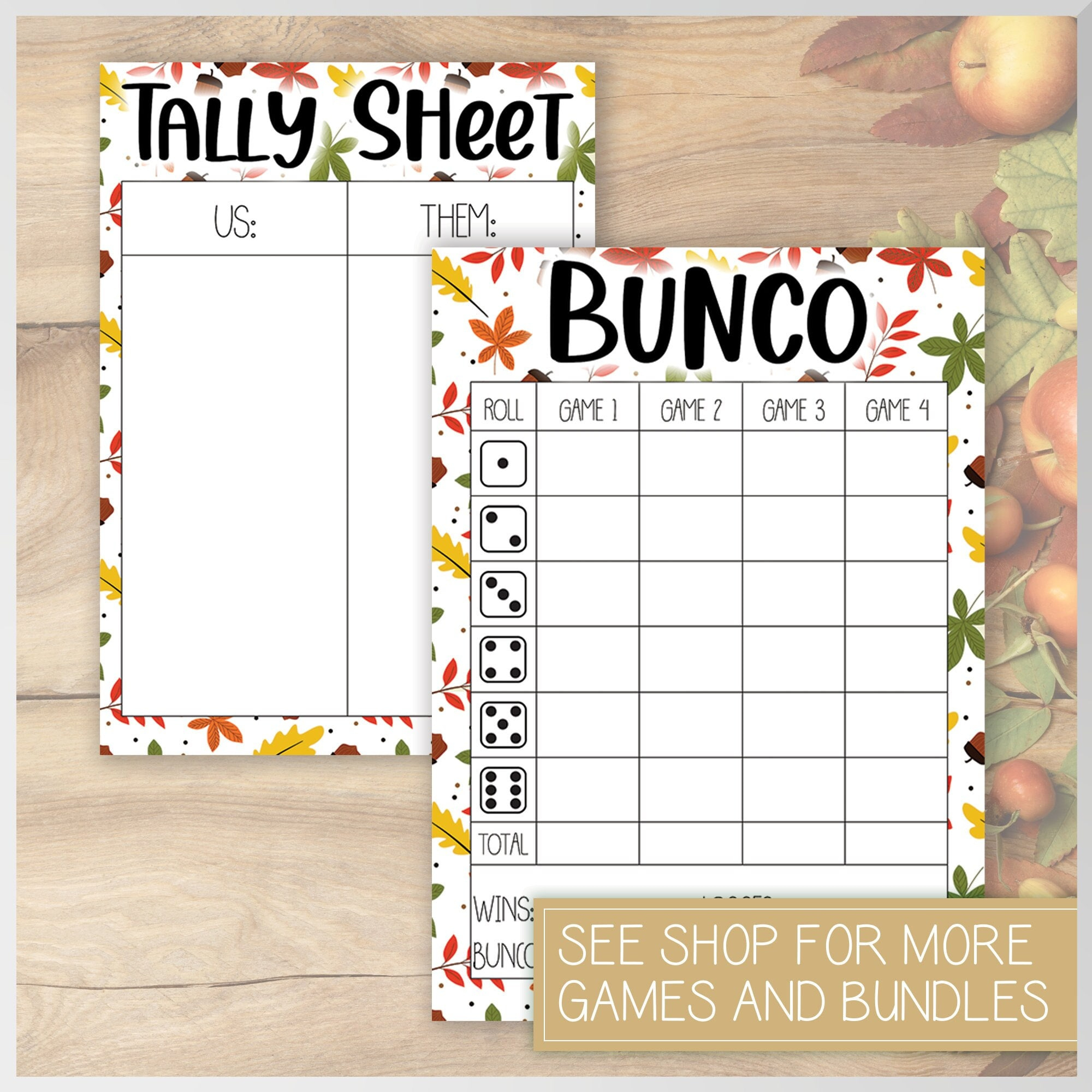 Fall Bunco Score Card + Tally Sheet - Etsy throughout Free Printable Bunco Score Sheets Fall