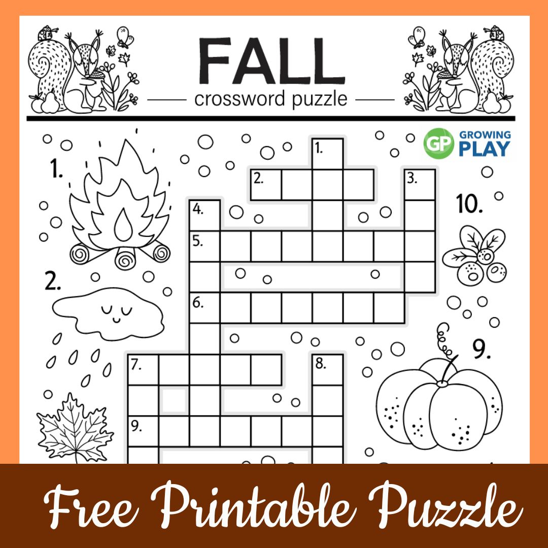 Fall Crossword Puzzle - Free Printable - Growing Play with regard to Fall Crossword Puzzle Printable