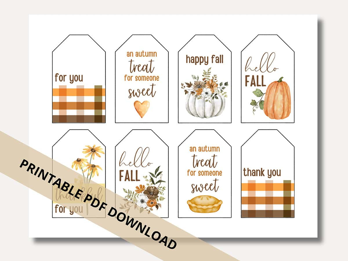 Fall Gift &amp;amp; Treat Tags - Free Printable For Autumn - Aubree Originals in Free Printable Autumn Gift Tags