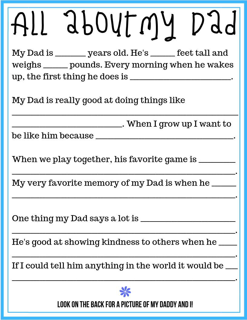 Fathers Day Questionnaire Free Printable - Printable Party Favors for Free Printable Father&amp;#039;S Day Interview Questions