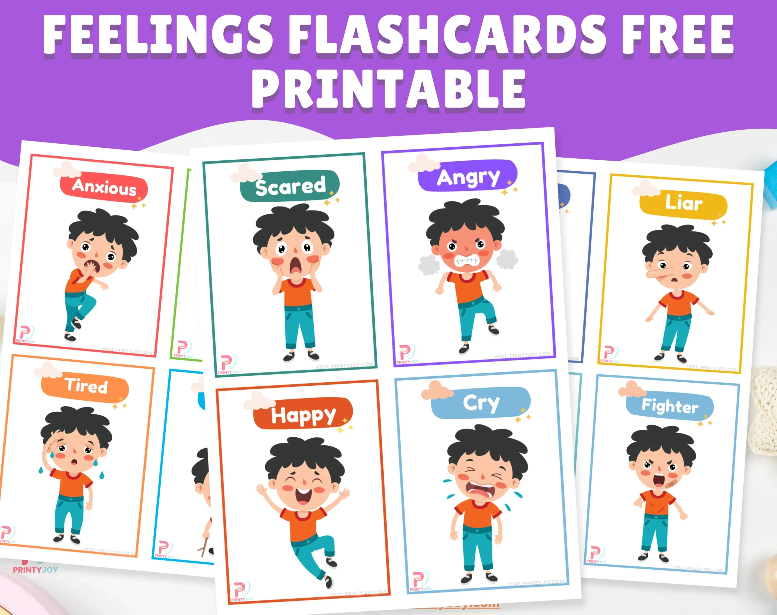 Feelings Flashcards Free Printable pertaining to Emotions Flashcards Free Printable
