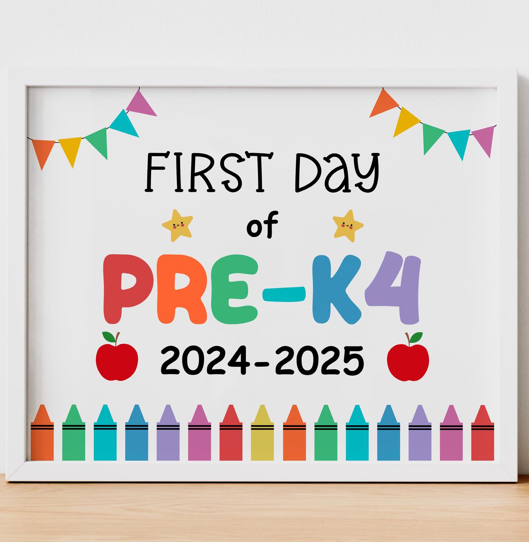 First Day Of Pre-K 4 Printable Sign 1St Day Of School Sign Pre-K 4 regarding First Day Of Pre K 4 Sign Printable