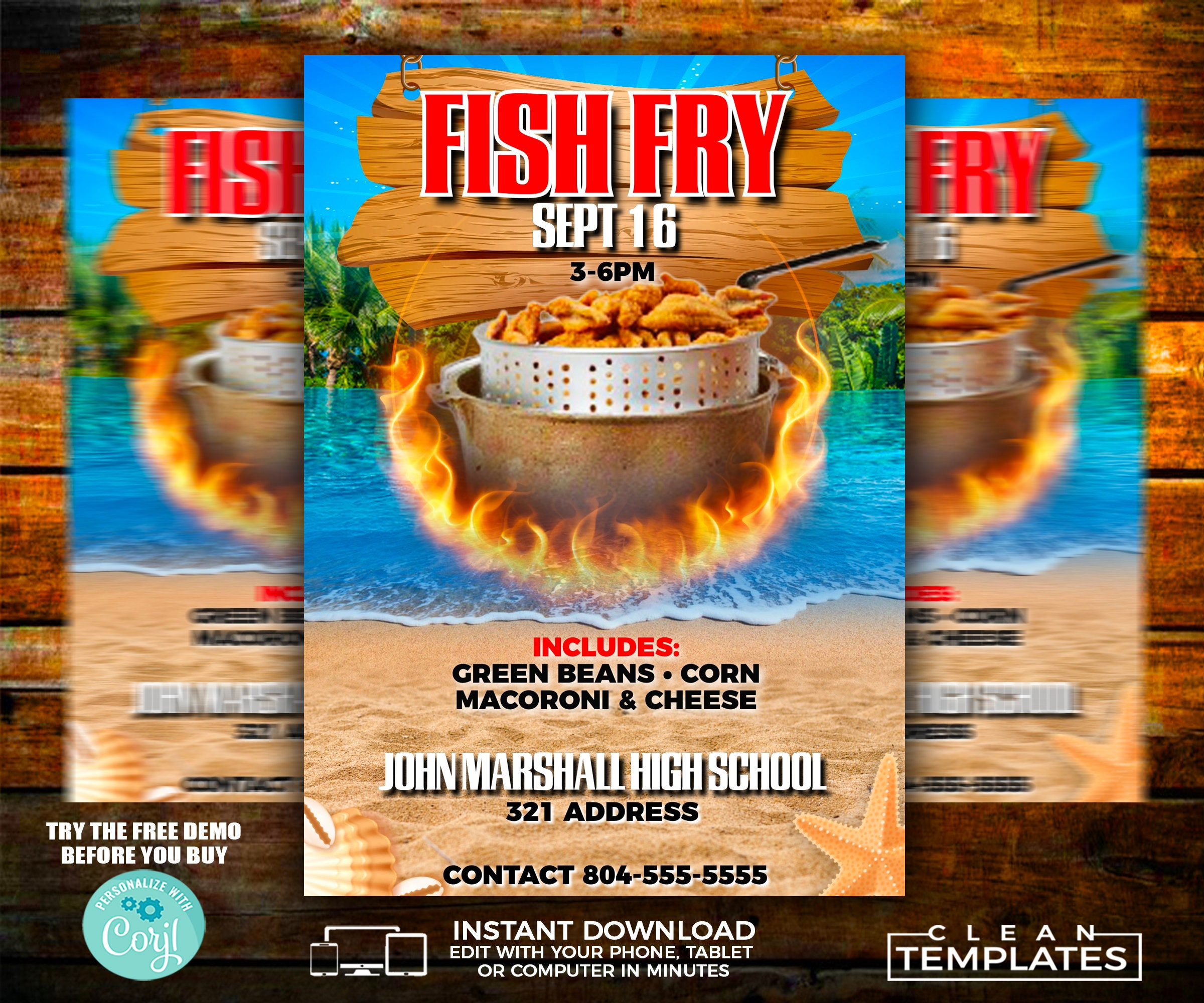 Fish Fry Flyer | Edit Online | 5X7 Digital &amp;amp; Printable | Do It in Printable Fish Fry Flyer Template Free