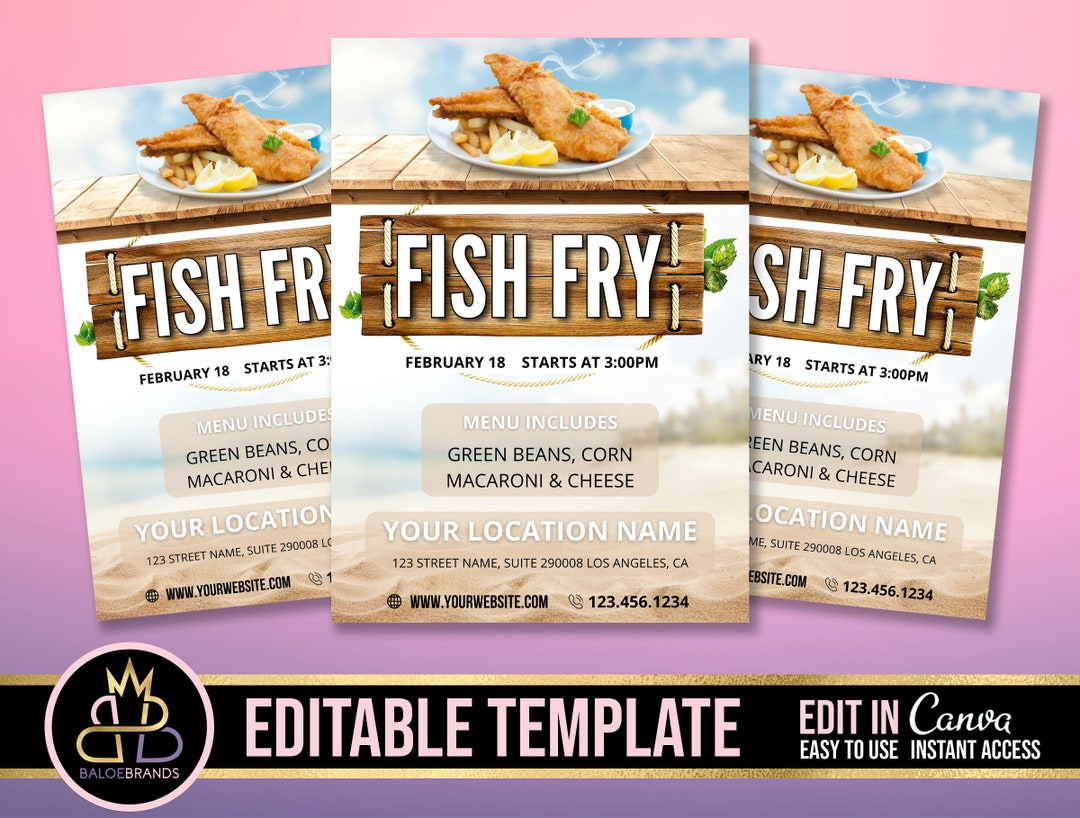 Fish Fry Flyer, Editable Template, Fish Fundraising Flyer, Fish pertaining to Printable Fish Fry Flyer Template Free