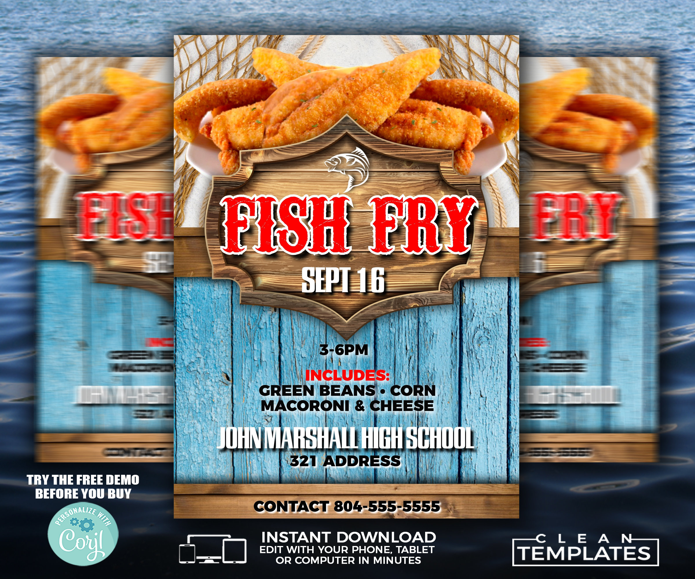 Fish Fry Flyer | Online Bearbeiten | 5X7 Digital &amp;amp; Druckbar throughout Printable Fish Fry Flyer Template Free