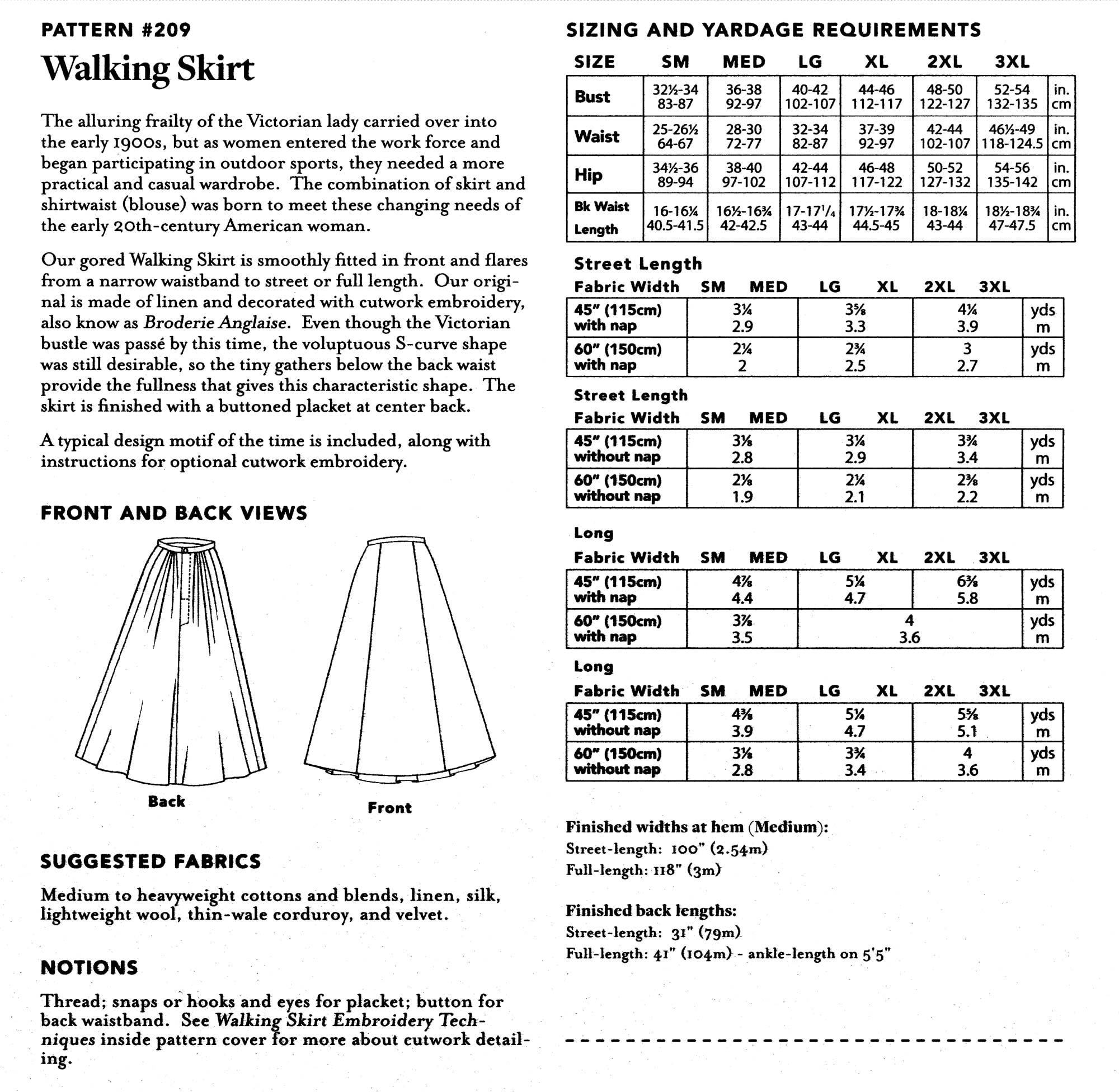 Folkwear Victorian - Edwardian Walking Skirt In 2 Lengths Sewing pertaining to Printable Victorian Walking Skirt Pattern Free