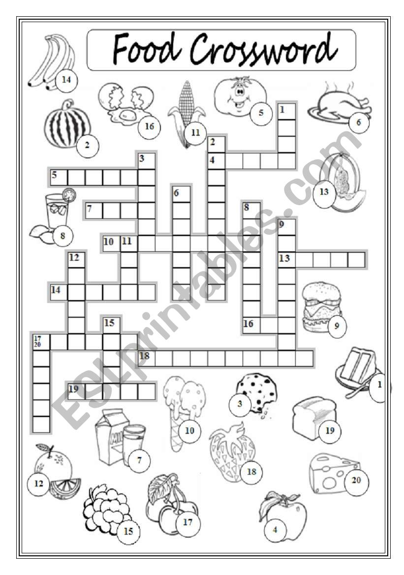 Food Crossword Puzzle - Esl Worksheetxyz5 intended for Food Crossword Puzzles Printable