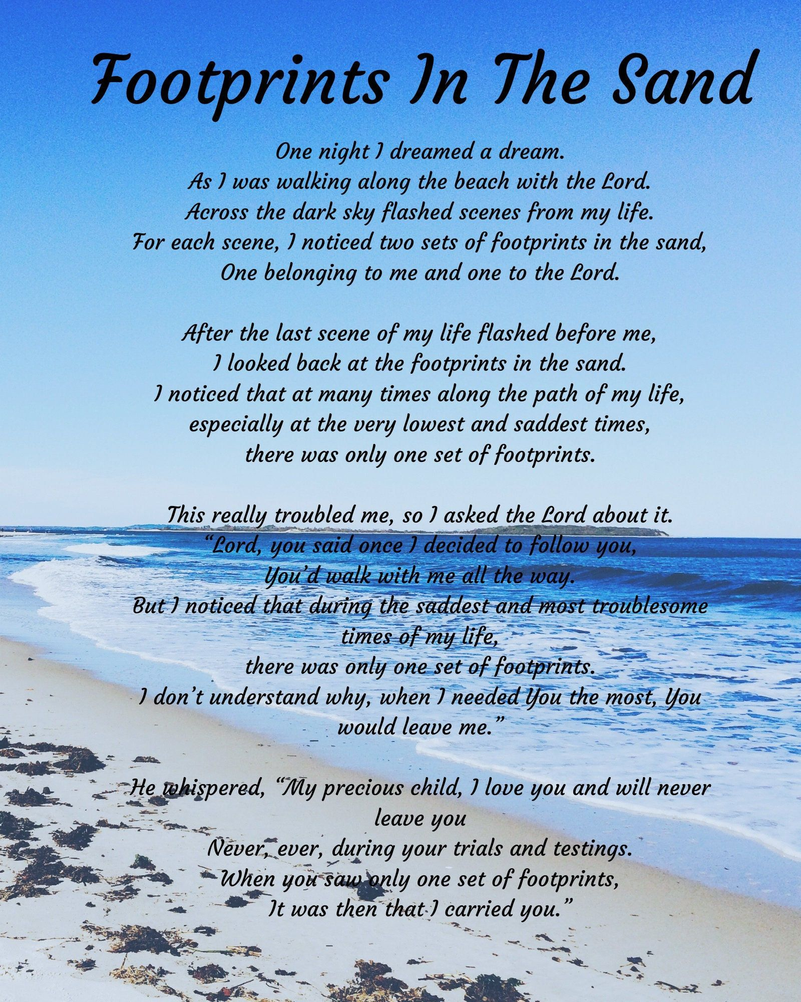 Footprints In The Sand Poem Printable - Shop On Pinterest with regard to Footprints in the Sand Poem Printable Free