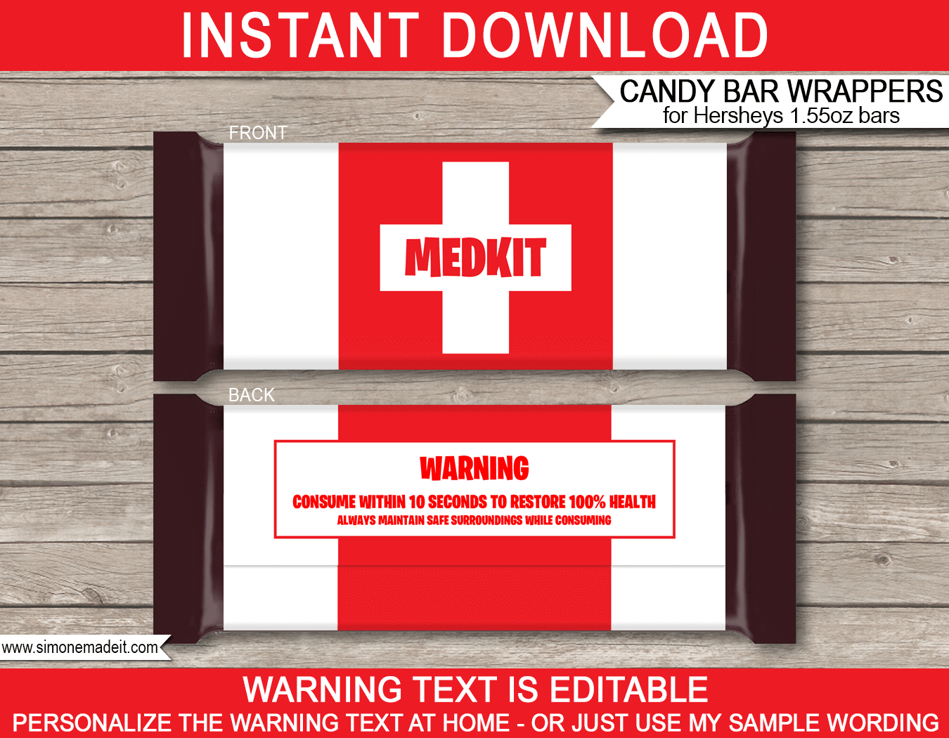 Fortnite Hershey Candy Bar Wrappers Template - Medkit regarding Fortnite Medkit Printable Free