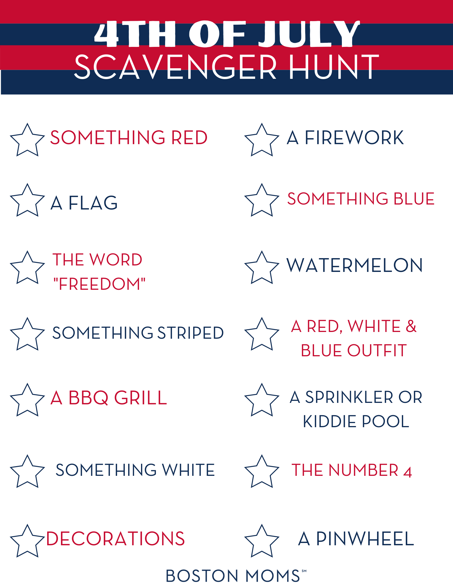 Fourth Of July Scavenger Hunt {Free Printable} for 4th of July Scavenger Hunt Printable
