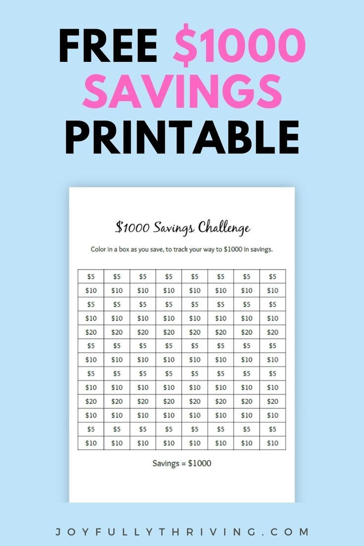 Free $1000 Savings Challenge Printable regarding 1000 Savings Challenge Free Printable