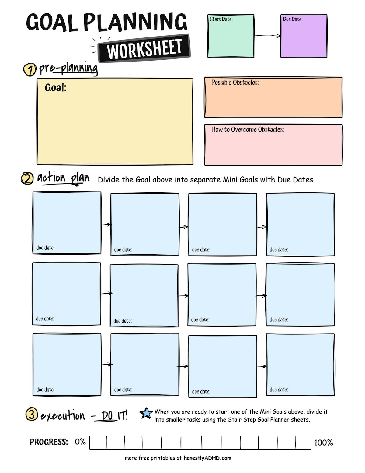 Free Adhd Goal-Setting Worksheets: Easily Break Down Tasks pertaining to Free Printable Worksheets For Adults