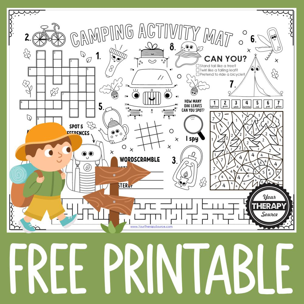 Free Camping Worksheet - Your Therapy Source with regard to Free Printable Camping Worksheets For Preschoolers
