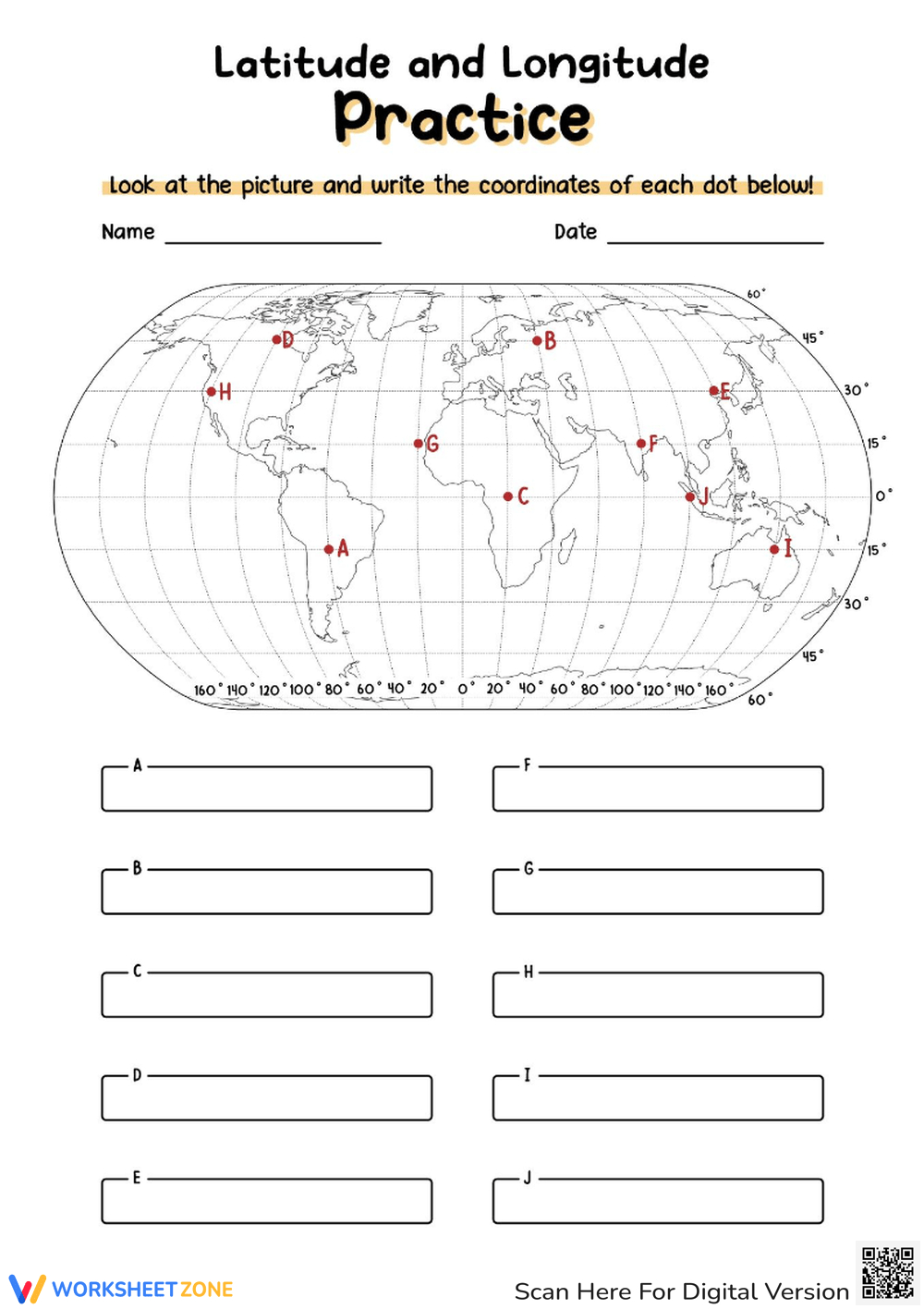 Free Collection Of Latitude And Longitude Worksheets - Worksheets with Free Printable Longitude and Latitude Worksheets