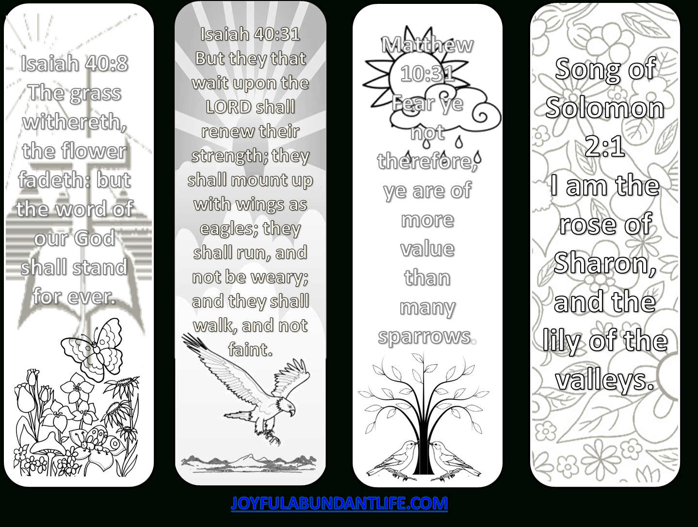Free Coloring Bible Verse Bookmarks – Joyful Abundant Life for Free Printable Bible Bookmarks to Color For Kids