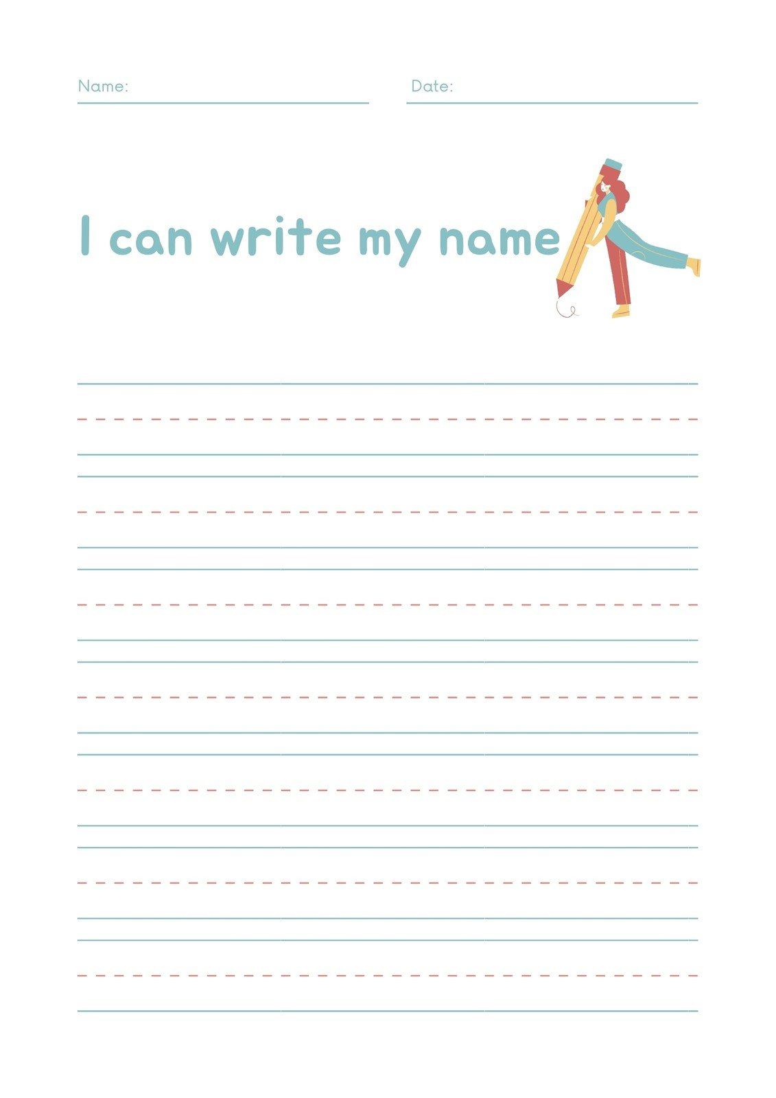 Free Custom Printable Handwriting Worksheet Templates | Canva intended for Free Printable Worksheets For Writing
